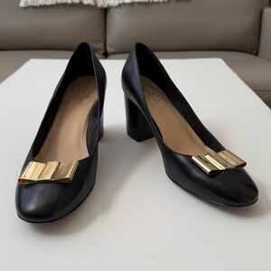 Kate Spade Black Leather Block Heels